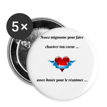 assez mignonne pour faire chavirer ton coeur - Lot de 5 grands badges (56 mm) - blanc - Devant