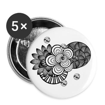 white and black - abstract - Design - Buttons groß 56 mm (5er Pack) - Weiß - Vorne