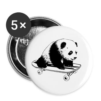 Panda rides on skateboard fun kids design - Buttons large 2.2''/56 mm (5-pack) - white - Front