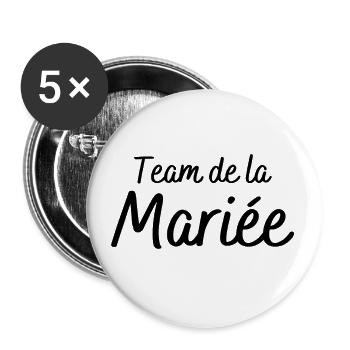 Team de la Mariée - Lot de 5 grands badges (56 mm) - blanc - Devant