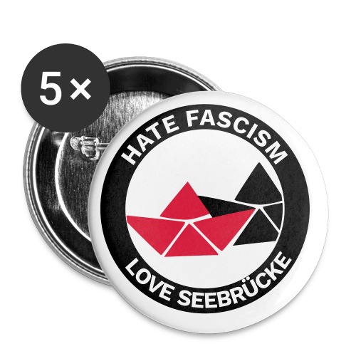Hate Fascism Love Seebrücke - Buttons groß 56 mm (5er Pack)