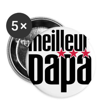 Meilleur Papa - Lot de 5 grands badges (56 mm) - blanc - Devant