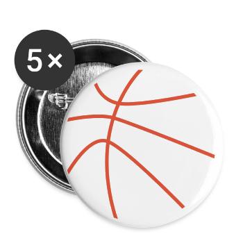 Basketball Kontur Umriss - Buttons groß 56 mm (5er Pack) - Weiß - Vorne