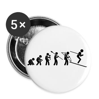 Evolution Skifahrer Ski Fahren Alpen Sport - Buttons groß 56 mm (5er Pack) - Weiß - Vorne