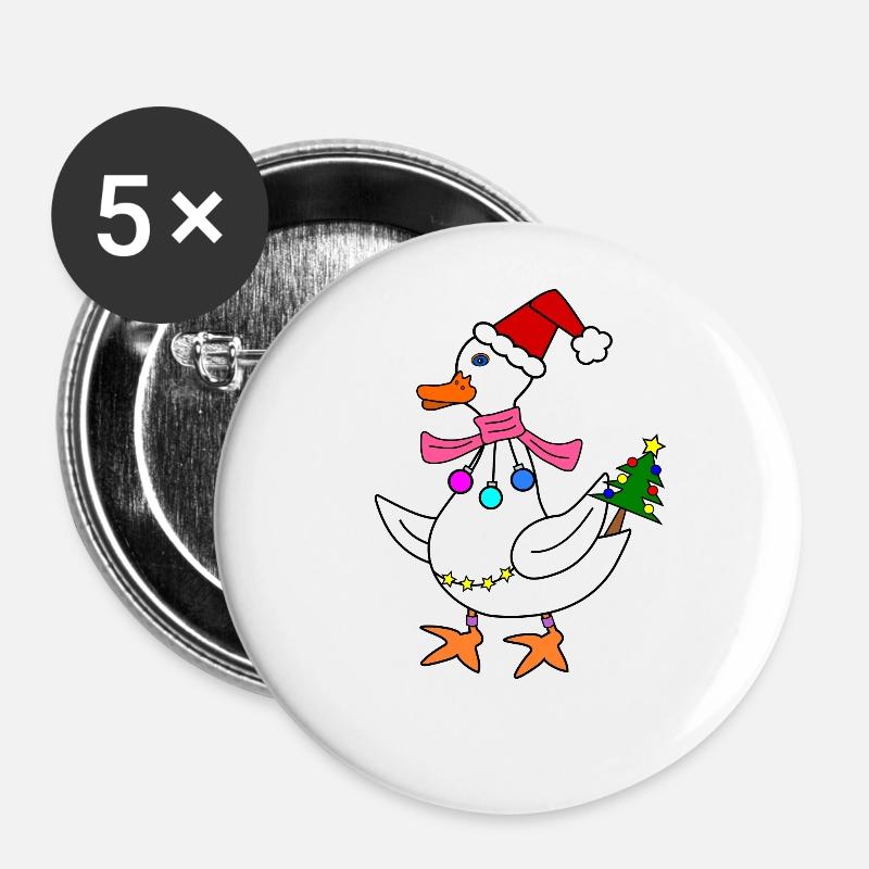Christmas goose - Buttons large 2.2''/56 mm (5-pack) - white