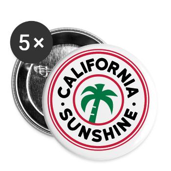 ★ Design colors changeable ★ California sunshine - Buttons large 2.2''/56 mm (5-pack) - white - Front