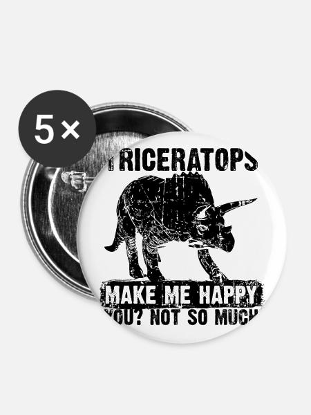 Triceratops - Buttons groß 56 mm (5er Pack) - Weiß