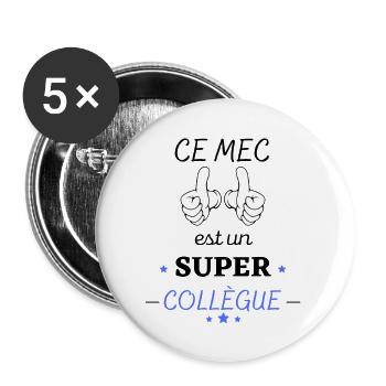 Ce mec est un super collègue Cadeau Homme - Lot de 5 grands badges (56 mm) - blanc - Devant