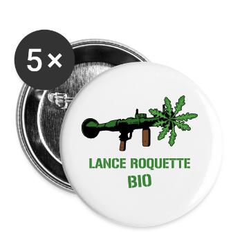 LANCE ROQUETTE BIO ! (cuisine, écologie) - Buttons groß 56 mm (5er Pack) - Weiß - Vorne