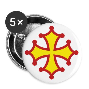 Croix Occitane, Rouge et Jaune - Lot de 5 grands badges (56 mm) - blanc - Devant