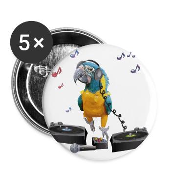 blue-bearded macaw - Buttons large 2.2''/56 mm (5-pack) - white - Front