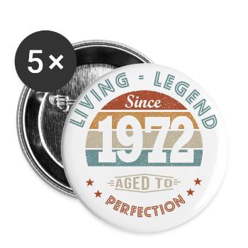 Legende seit 1972 lustiges Geburtstagsgeschenk 50 Jahre - Buttons groß 56 mm (5er Pack) - Weiß - Vorne