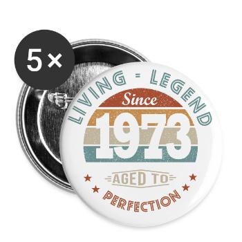 legend since 1973 cadeau drôle anniversaire 50 ans - Lot de 5 grands badges (56 mm) - blanc - Devant