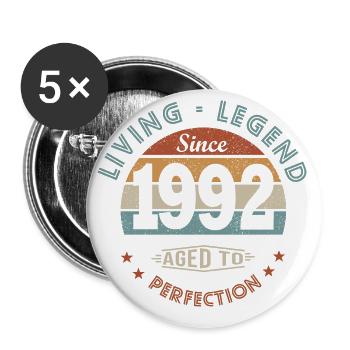 Legende geboren 1992 Geburtstagsgeschenk 30 Jahre - Buttons groß 56 mm (5er Pack) - Weiß - Vorne