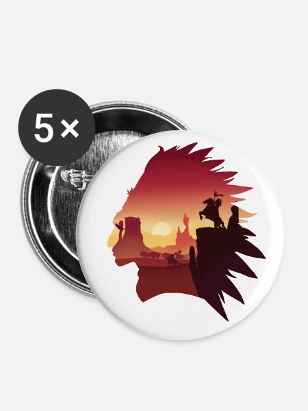 Indianische Landschaft - Buttons groß 56 mm (5er Pack) - Weiß