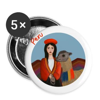 Apapucharse - Peru - Buttons groß 56 mm (5er Pack) - Weiß - Vorne
