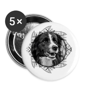 Border Collie - Buttons large 2.2''/56 mm (5-pack) - white - Front