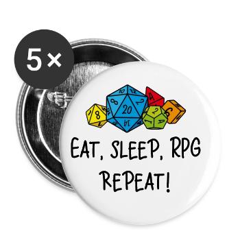 Eat, sleep, RPG, repeat - Lot de 5 grands badges (56 mm) - blanc - Devant