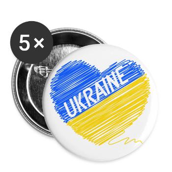 Drapeau de l’Ukraine - Priez pour l’Ukraine - Viva Ukraine - Lot de 5 grands badges (56 mm) - blanc - Devant