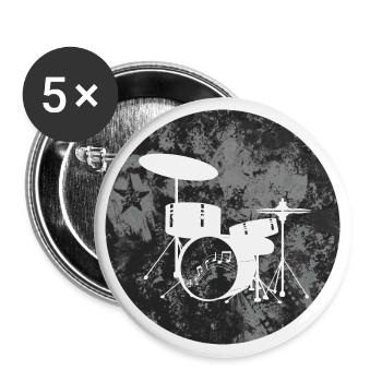 Schlagzeug - Buttons groß 56 mm (5er Pack) - Weiß - Vorne