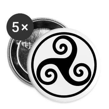 Triskele Celtic circle - Buttons large 2.2''/56 mm (5-pack) - white - Front