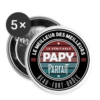 Le véritable papy parfait - Lot de 5 grands badges (56 mm) - blanc - Devant