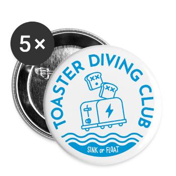 TOASTER DIVING CLUB - Buttons groß 56 mm (5er Pack) - Weiß - Vorne