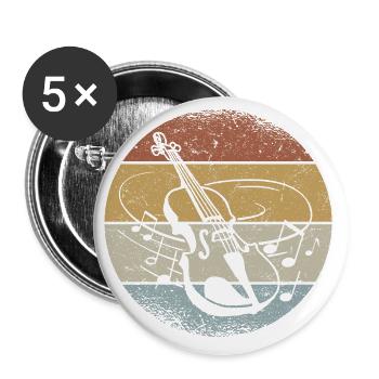 Violin Retro Violin Violinist Music Violin Player - Buttons large 2.2''/56 mm (5-pack) - white - Front