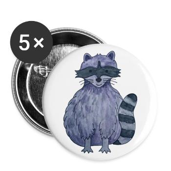 cute raccoon - Buttons large 2.2''/56 mm (5-pack) - white - Front