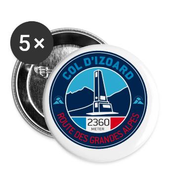 Col d’Izoard2 - Lot de 5 grands badges (56 mm) - blanc - Devant