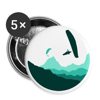 Mountains in a Circle Paragliding turquoise - Buttons large 2.2''/56 mm (5-pack) - white - Front
