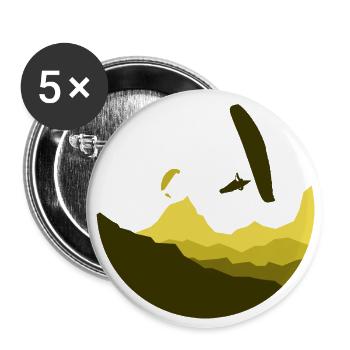 Mountains in a Circle Paragliding yellow - Buttons large 2.2''/56 mm (5-pack) - white - Front