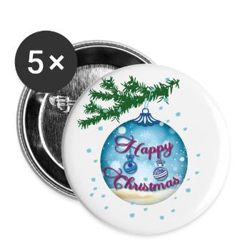 Blue Bauble - Buttons large 2.2''/56 mm (5-pack) - white - Front