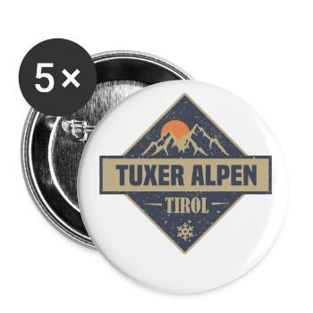 tuxer Alpen - Buttons groß 56 mm (5er Pack) - Weiß - Vorne
