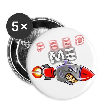 Feed me, hungry shark rocket - Buttons large 2.2''/56 mm (5-pack) - white - Front