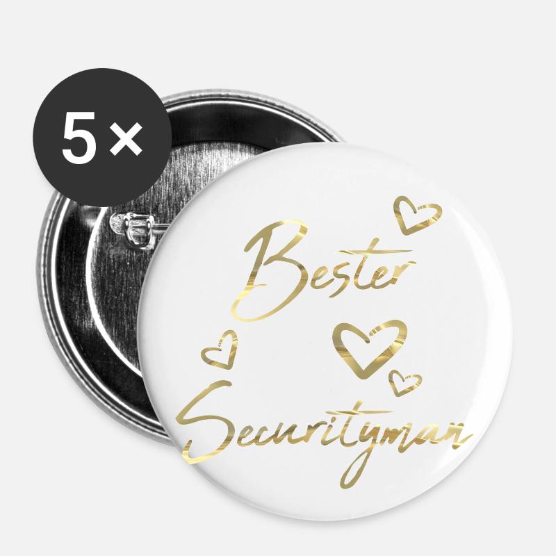 Meilleur Securityman - Lot de 5 grands badges (56 mm) - blanc