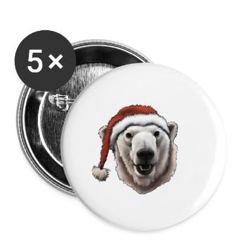 Merry Christmas funny saying for the festival Polar Bear - Buttons large 2.2''/56 mm (5-pack) - white - Front