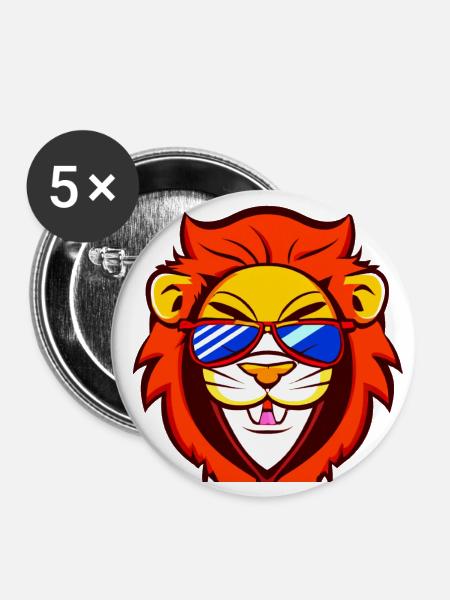 cheeky little lion with cool sunglasses child - Buttons large 2.2''/56 mm (5-pack) - white