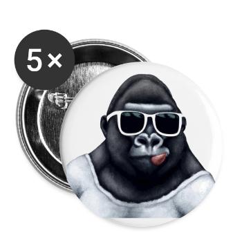 big funny gorilla with cool sunglasses - Buttons large 2.2''/56 mm (5-pack) - white - Front