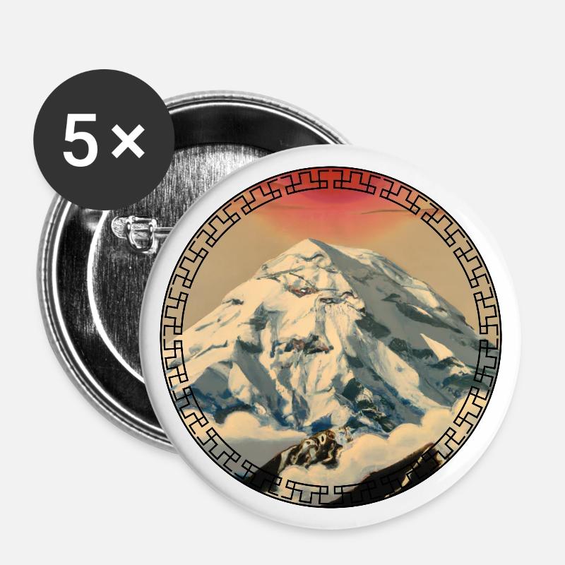 Mount Everest in Japanese ukiyo-e style Mountain - Buttons large 2.2''/56 mm (5-pack) - white