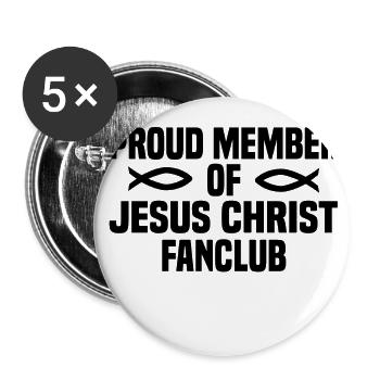 Jesus Fan Club - Buttons large 2.2''/56 mm (5-pack) - white - Front