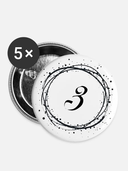 3 - Buttons groß 56 mm (5er Pack) - Weiß
