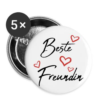 Beste Freundin - Buttons groß 56 mm (5er Pack) - Weiß - Vorne