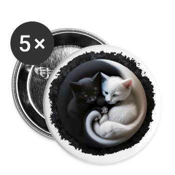 Yin Yang Kitten Kitten in 3D optics, super cute... - Buttons large 2.2''/56 mm (5-pack) - white - Front