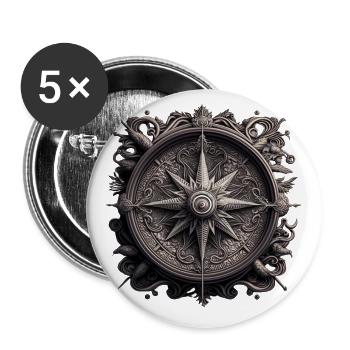 cooles Wikinger Ornament - Buttons groß 56 mm (5er Pack) - Weiß - Vorne