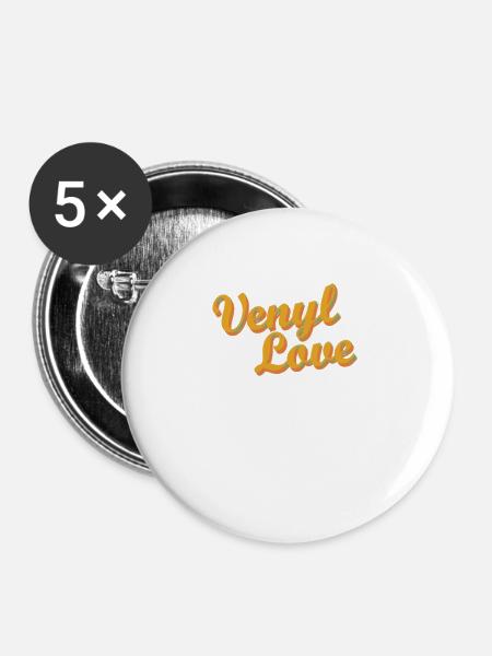 venyl love - Buttons groß 56 mm (5er Pack) - Weiß