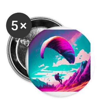 Paragliders in retrowave style - Buttons large 2.2''/56 mm (5-pack) - white - Front