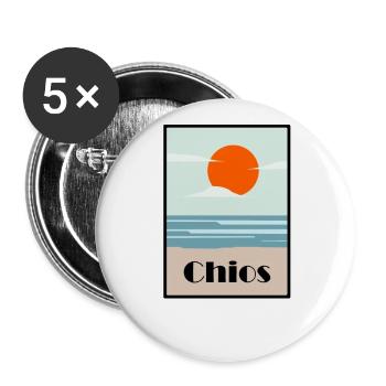 chios See Meer art deco - Buttons groß 56 mm (5er Pack) - Weiß - Vorne