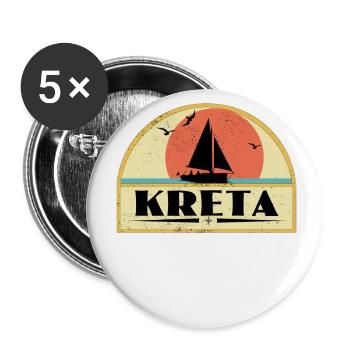 Kreta - Buttons groß 56 mm (5er Pack) - Weiß - Vorne