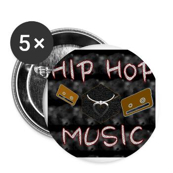 Hip Hop Musik - 1. 2023 - Buttons groß 56 mm (5er Pack) - Weiß - Vorne